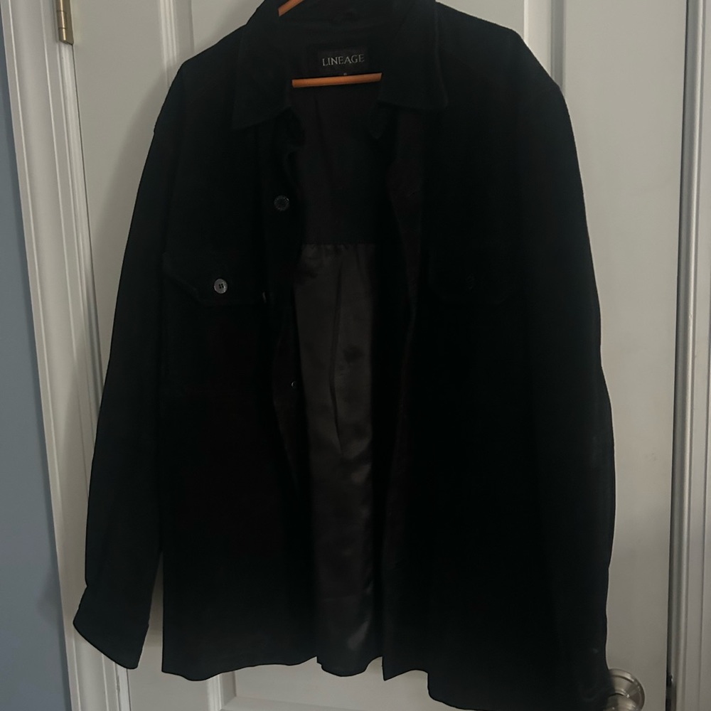 Navy Blue Suede, shirt  cut jacket